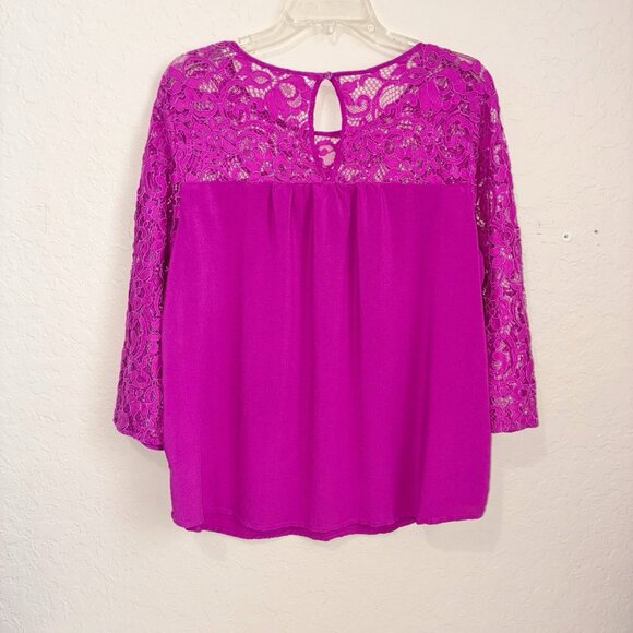 Old Navy Peasant Top Womens XL Magenta Pink Lace Insets And Sleeves Boho Girly - Picture 3 of 7